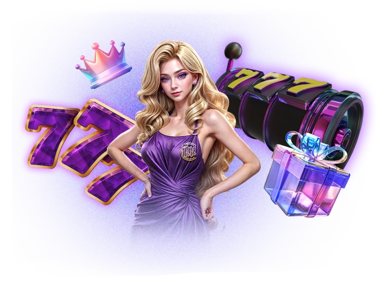 Model promoting casino games on homepage.